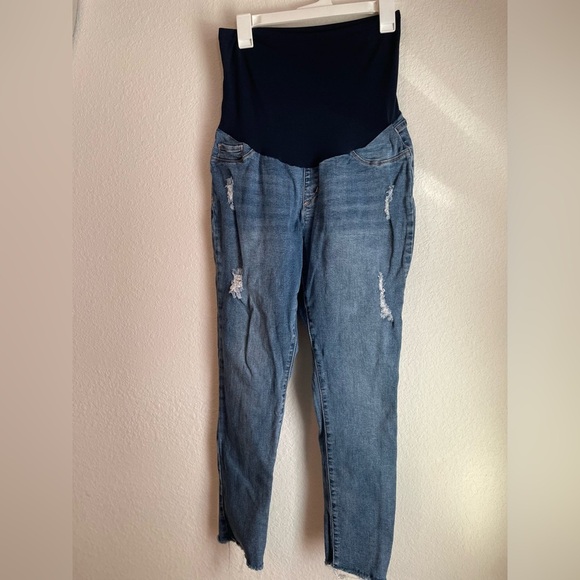 S.O.N.G maternity denim distressed denim jeans size XL - Picture 5 of 6